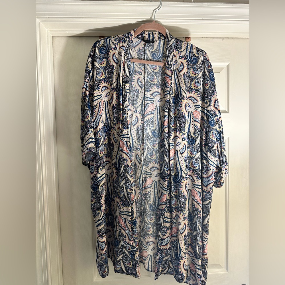TOPSHOP Blue and pink paisley kimono DUSTER #kimono size 4